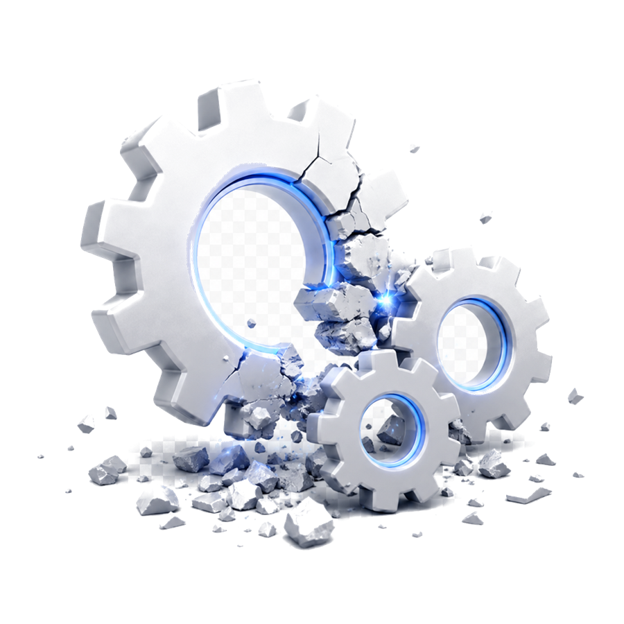Cracked broken gears