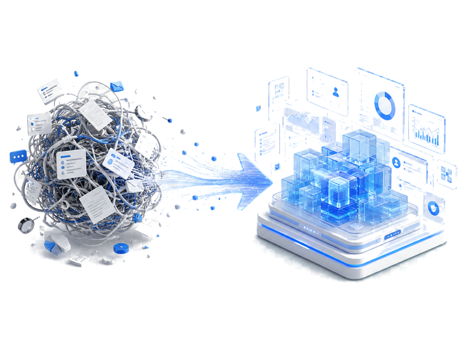 Tangled chaotic operations transforming into a clean structured business system